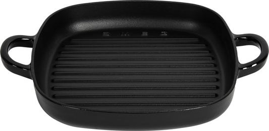 Smeg – Grillpfanne aus Gusseisen – Schwarz – 26 x 26 cm – Für Induktionsherde geeignet