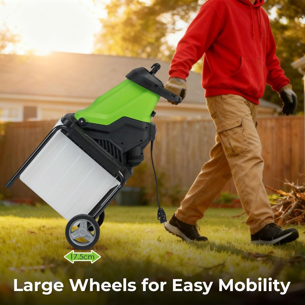 Coast Elektrischer Gartenhäcksler – 2800-W-Motor – 50-Liter-Auffangbehälter – grün und schwarz