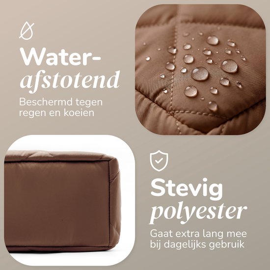 Mommsy Wickeltasche – Wickeltasche – Mom Bag – Thermofach – Gesteppter Puffer-Stoff – Mommy Bag – Besonders geräumig – Wasserabweisend – Organizer – Leicht – Braun