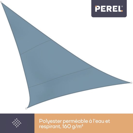 Perel-Sonnenschutzvlies, wasserabweisend, 3,6 x 3,6 x 3,6 m, 160 g/m², Polyester, dreieckig, hellgrau