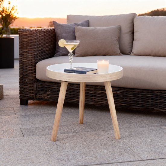 Arti Casa Runder Beistelltisch Ø 40 x 36 cm – Moderner runder Couchtisch – Beistelltisch oder Nachttisch – Kompakter Tisch für Wohnzimmer oder Schlafzimmer – Holz