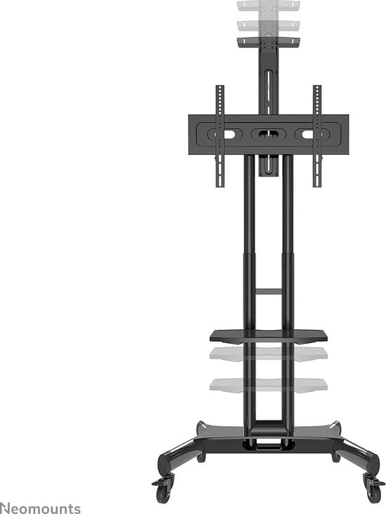 Neomounts NM-M1700BLACK mobiler TV-Ständer – 32–75" – Höhenverstellung 104,2–154,2 cm – manuell – inkl. Webcam- und Laptop-Halterung – schwarz