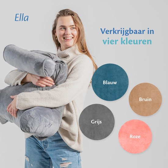 Ella Lesekissen XL – Memory-Foam-Entspannungskissen für das Bett – Sitzkissen mit Nackenrolle und Lendenwirbelstütze – Bookseat – Samt, Korallenrosa