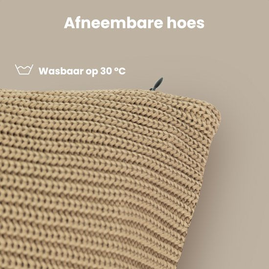 Auronic Wärmekissen - Gestrickt - 45x60 CM - Wärmekissen Kabellos - Wiederaufladbar - Elektrisches Kissen - Infrarot - Taupe