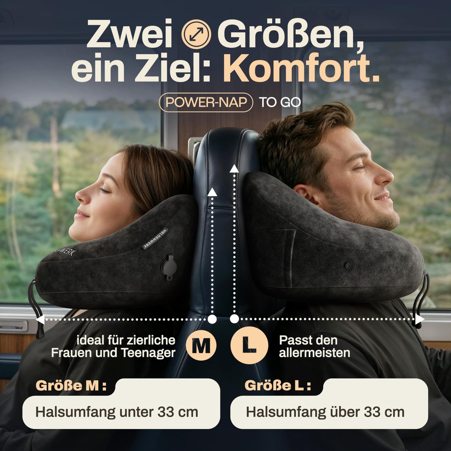 Heldenwerk Air Nackenkissen – Aufblasbar – Kapuze – 30 x 19 cm – Schwarz