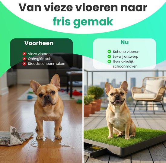 Pawesome – Hundetoilette aus Kunstrasen – Toilette für Hunde mit Rasenmatte – Welpenunterlagen – Trainingsunterlagen – Toilette für draußen – Stubenreinheitstraining – Inklusive 2 Rasenmatten