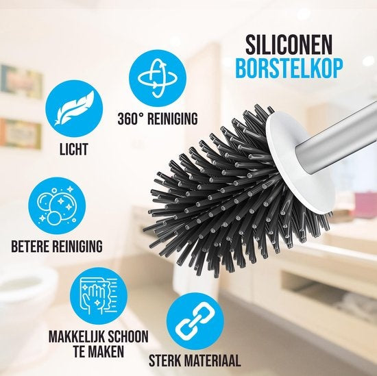Strex Toilettenbürste Silikon mit Halter - Schnell trocknend, hygienisch und antibakteriell - Toilettenbürste - Toilettenbürstenhalter