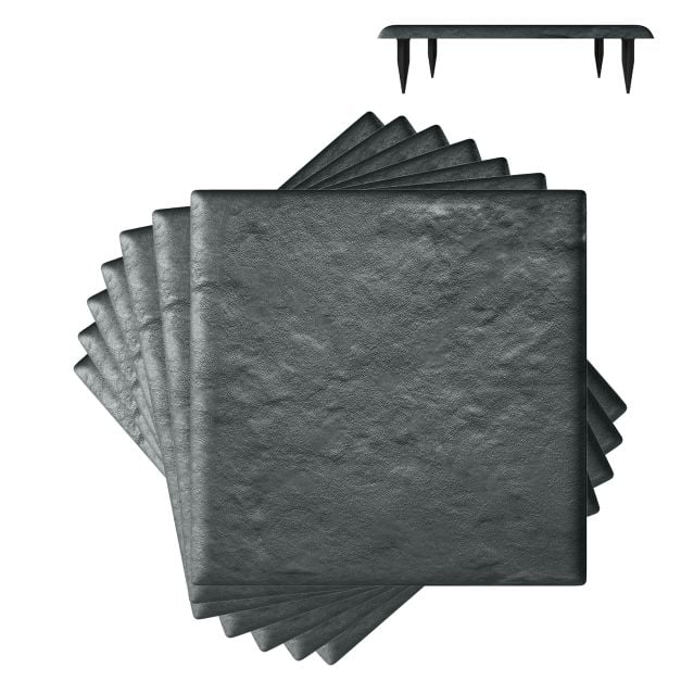 Coast Trittsteine Grau - Set aus 8 Gartenfliesen mit 32 Bodennägeln - 39,5 x 39,5 cm