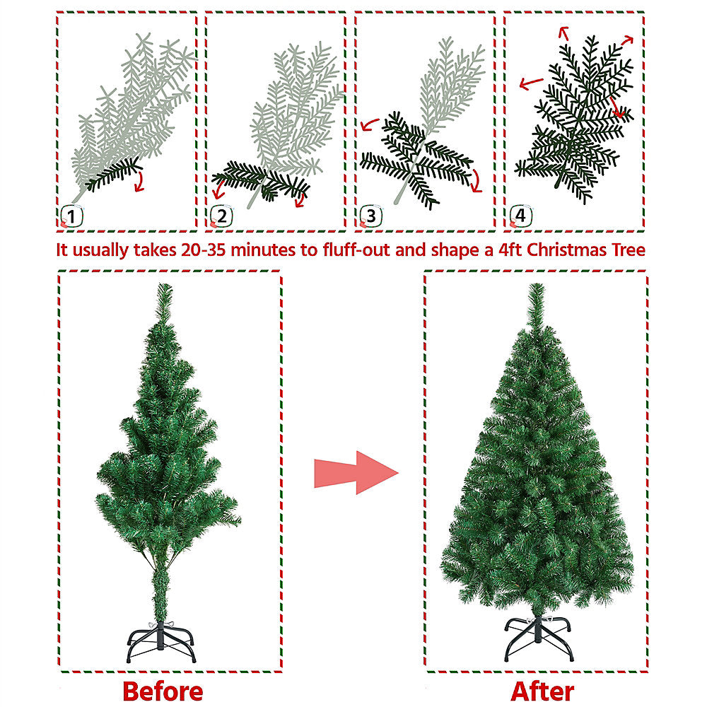 Yaheetech Künstlicher Weihnachtsbaum 124 cm - Grün - Klappbarer Weihnachtsbaum mit klappbarem Metallständer