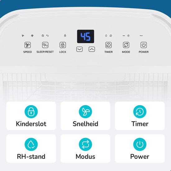 Bloomfold Luftentfeuchter - 25L pro Tag - inkl. Wasch-Trocken-Funktion - geeignet für Wohnzimmer, Schlafzimmer, Keller & Badezimmer - Luftentfeuchter - Weiß
