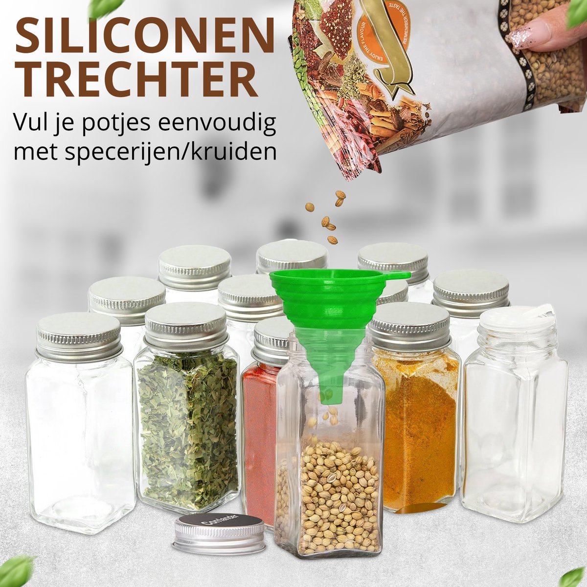 SV Living Gewürzregal Schwarz 37,3x11,9x6 cm - 32 Glasgewürzdosen mit Zubehör - Aufhängbar mit oder ohne Bohrer