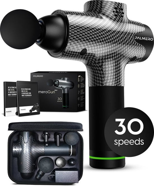 Palmero® Pro Massagepistole - Bis zu 60% tiefer - Extrem leise & leistungsstark - Lange Batterielebensdauer - 30 Geschwindigkeiten - 6 Kopfstücke - Kostenloses E-Book - Massagegeräte - Massagepistole - Inkl. tragbarem Kompaktkoffer