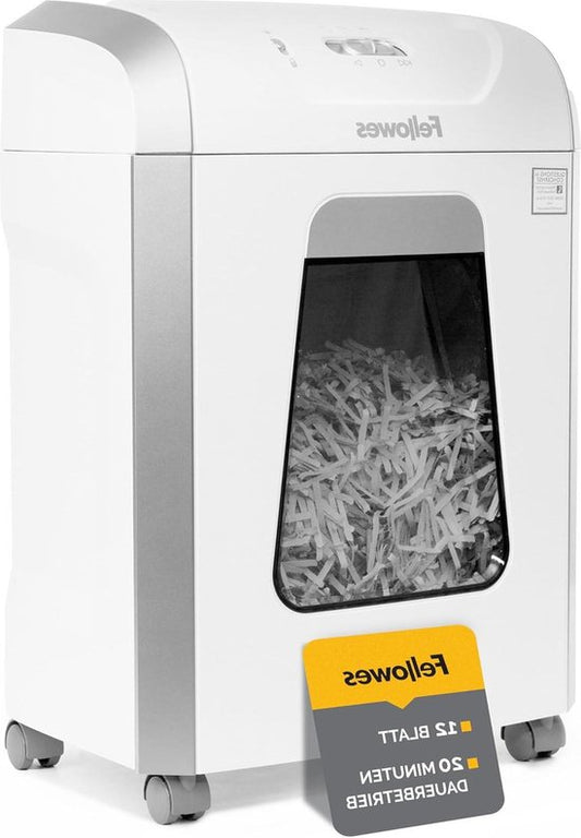 Powershred FS-12C - Aktenvernichter mit 12 Blatt Querschnitt (P4) für das Büro - Aktenvernichter mit 19 Liter Auffangbehälter - für Kreditkarten - weiß