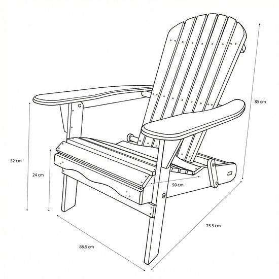 AXI Rosalie Adirondack Stuhl Coffee – Loungesessel aus Holz mit Armlehnen – Zusammenklappbar – Hohe Rückenlehne – Gartenstuhl – 75,5 x 86,5 x 85 cm – 100 % FSC-zertifiziertes Hemlock-Holz