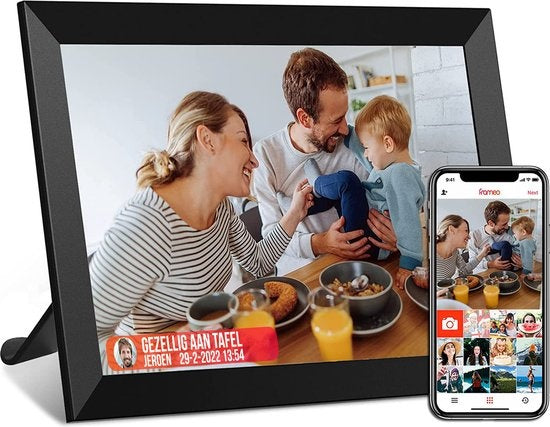 Strex Digitaler Fotorahmen mit WiFi - 10,1-Zoll-Touchscreen - Frameo Software über App
