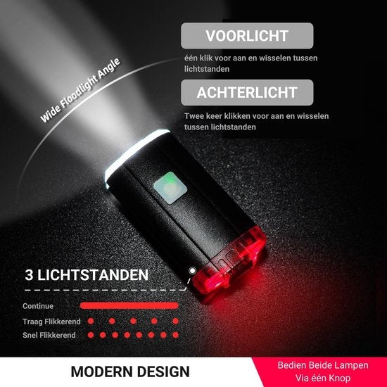 Tikkens - Helmlampe LED - Front- & Rücklicht - USB wiederaufladbar - wasserdicht- Schwarz