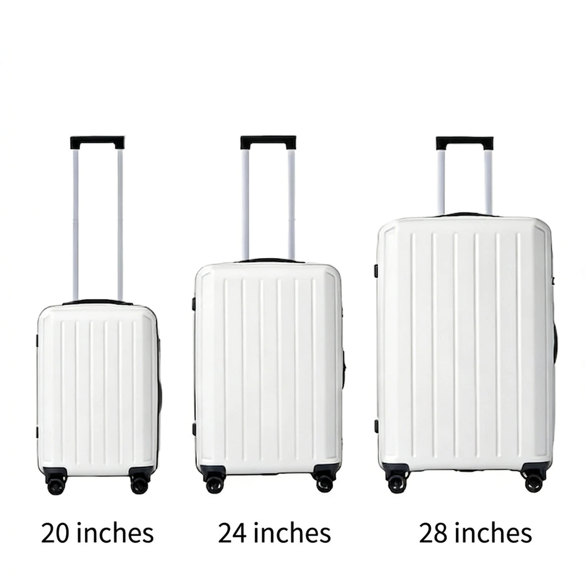 Ochama 3-teiliges Kofferset – 20, 24 und 28 Zoll – PP-Hartschale – TPE-Spinner-Rollen – Zahlenschloss – Weiß/Creme