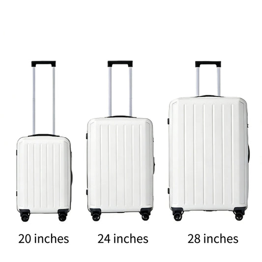 Ochama 3-teiliges Kofferset – 20, 24 und 28 Zoll – PP-Hartschale – TPE-Spinner-Rollen – Zahlenschloss – Weiß/Creme