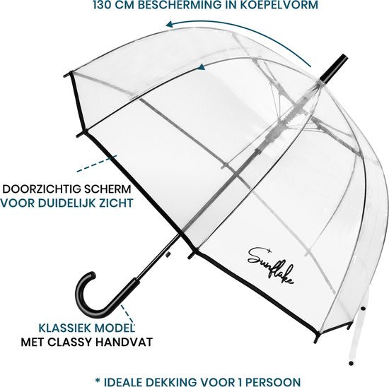 Transparenter Regenschirm - Transparent - Kuppelschirm für Erwachsene - Hochzeit - Hochzeitsschirm - Sunflake