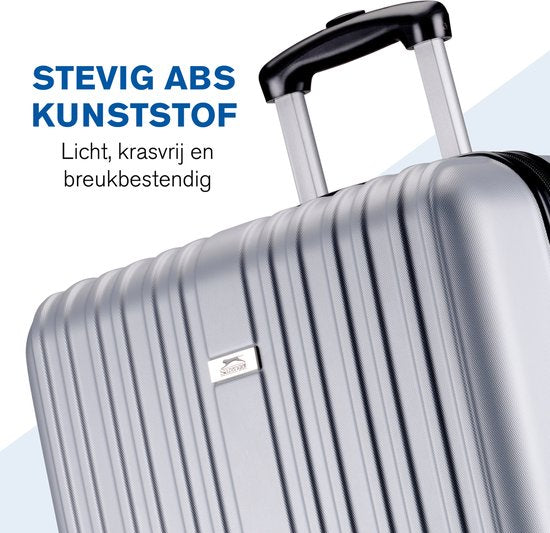 Slazenger - Kofferset 2 Stück - Handgepäcktrolley 26L und geräumiger Koffer 71L - Silber