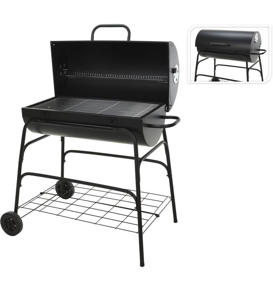 BBQ Holzkohlegrill - Zylinder - Auf Rädern - 39x100x100cm