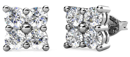 Yolora Damen Ohrringe mit Kalpa Camaka Kristallen - Silber - 18K Weißgold vergoldet