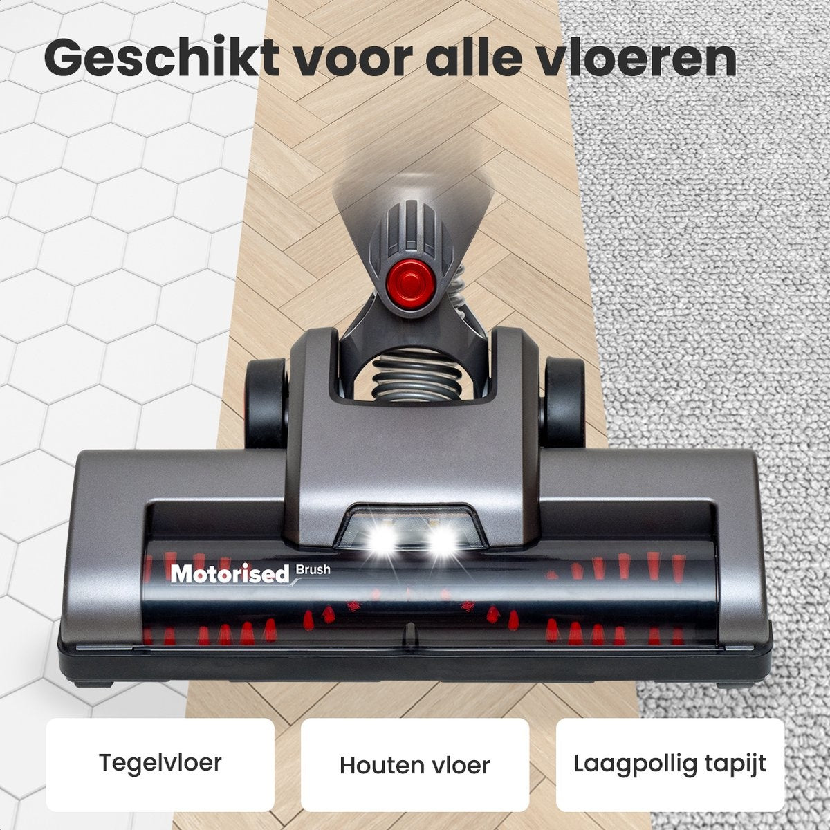 Auronic Stabstaubsauger kabellos - Beutellos - 4-in-1 - Akkubetrieben - 160W - Rot/Grau