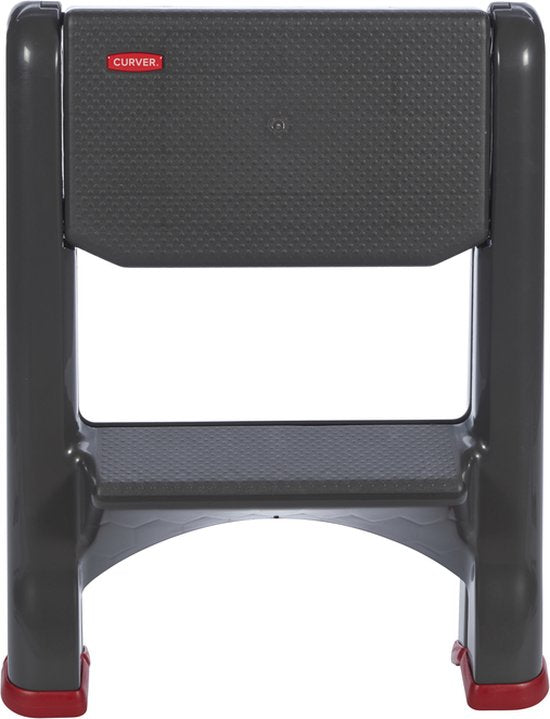 Curver Klappbare Trittleiter – 49,5 x 17,2 x 64 cm – Anthrazit/Rot