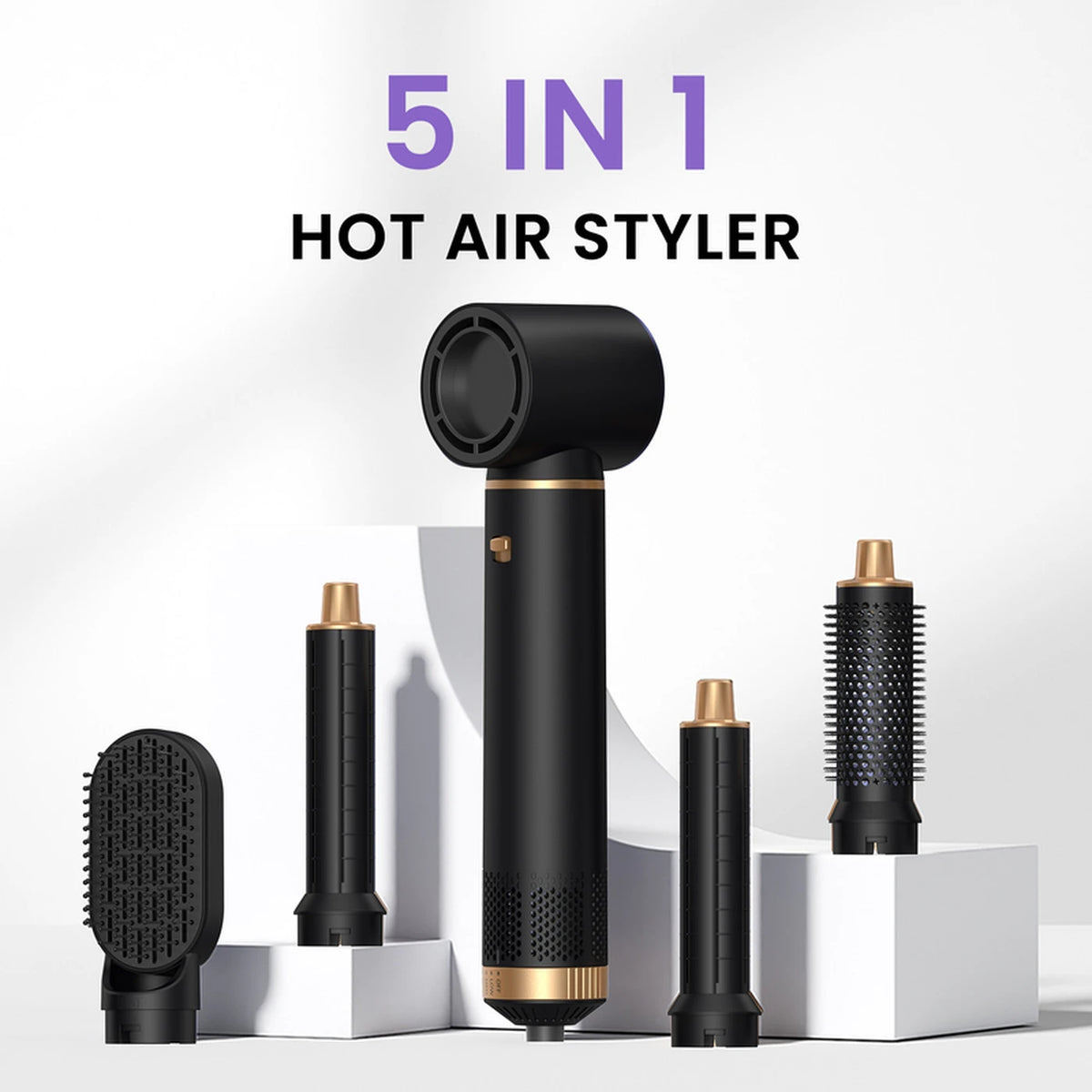 Atopskins 5-in-1-Haarstyler – Föhn, Lockenstab, Glättbürste & Wärmebürste