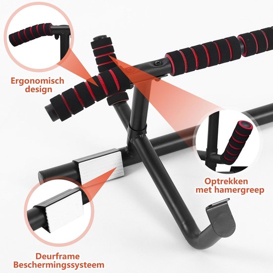 DH FitLife – Klimmzugstange für Türrahmen – Ohne Schrauben – Inkl. Sling-Trainer – Für Türrahmen von 70–92 cm
