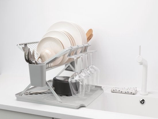 Brabantia SinkSide Abtropfgitter - klappbar - mit Besteckhalter - Mittelgrau