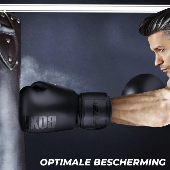 Fitby Boxhandschuhe - Kickboxhandschuhe - Boxhandschuhe - Schwarz - 12 oz