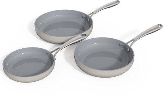 Safecourt Kitchen 3-teiliges Bratpfannen-Set aus Keramik - Ø 20, 24, 28 cm Pfannen - Induktion, Elektro, Keramik & Gas - PFAS & PTFE frei