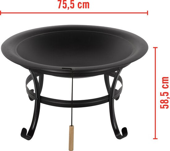 BBQ Collection Feuerschale - Feuerkorb mit Funkenschutz - Außenkamin 77 x 17 x 76 cm - Gartenkamin mit Griffen - Terrassenkamin für Brennholz - Terrassen- und Gartenofen für Lagerfeuer - Kohlenstoffstahl