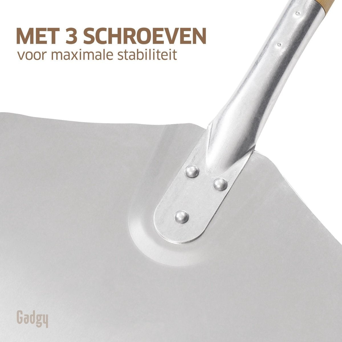 Gadgy Pizzaschaufel für Grill und Backofen - Pizzaspachtel - Geschenk zum Vatertag - Langer Holzgriff - VOfaßbar - Aluminium
