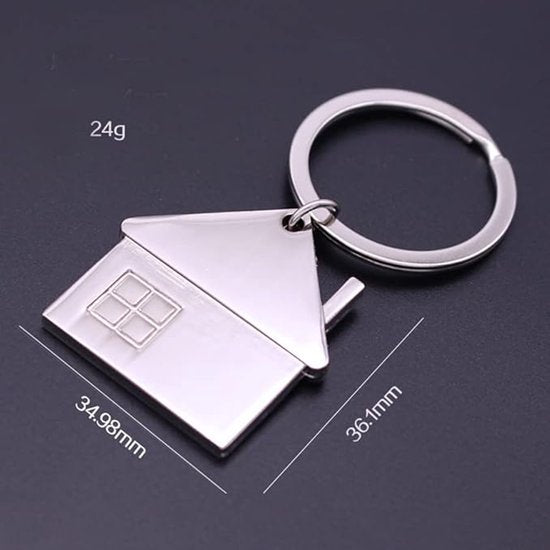 Schlüsselanhänger mit Kette - 100 Edelstahl-Schlüsselanhänger - Schlüsselanhänger-Set - 25 mm - 100 Stück - Inklusive Schlüsselanhänger mit Haus
