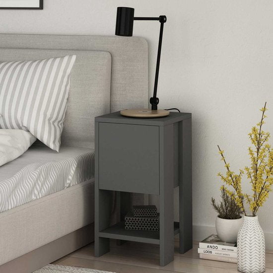 Nachttisch - Stilvolles Anthrazit - 30x55x30cm - Langlebiges Melamin