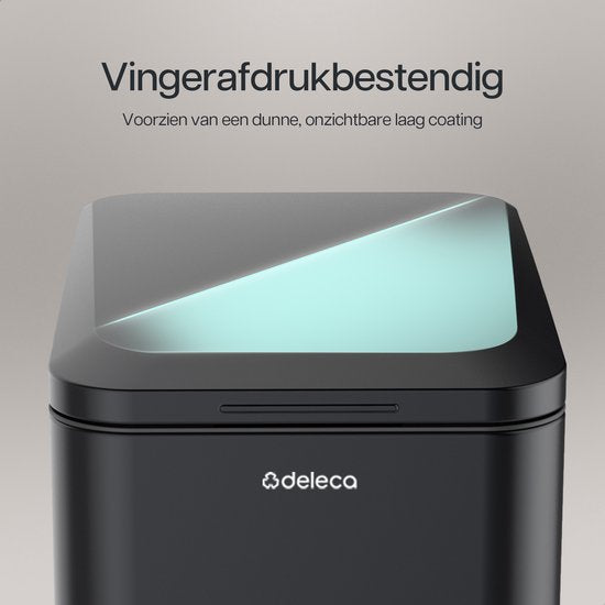Deleca Mülleimer Prestige - 50 Liter - Schmal - Edelstahl Abfalleimer / Abfallbehälter / Tret-Abfalleimer - Mit Fußpedal und Slow Close - Mattschwarz