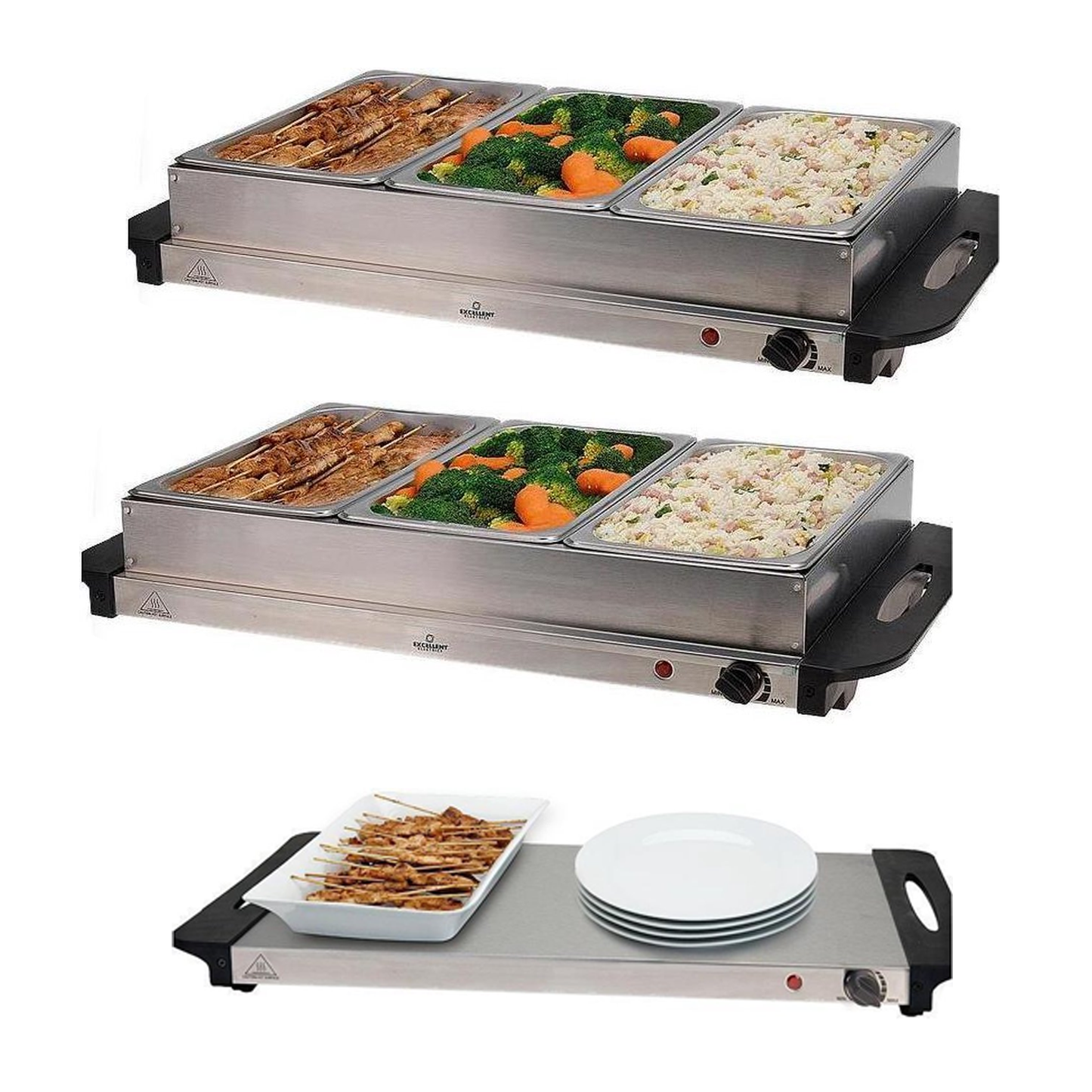 Buffetwärmer Heizplatte - 300W - 53 x 35 x 10cm - Edelstahl