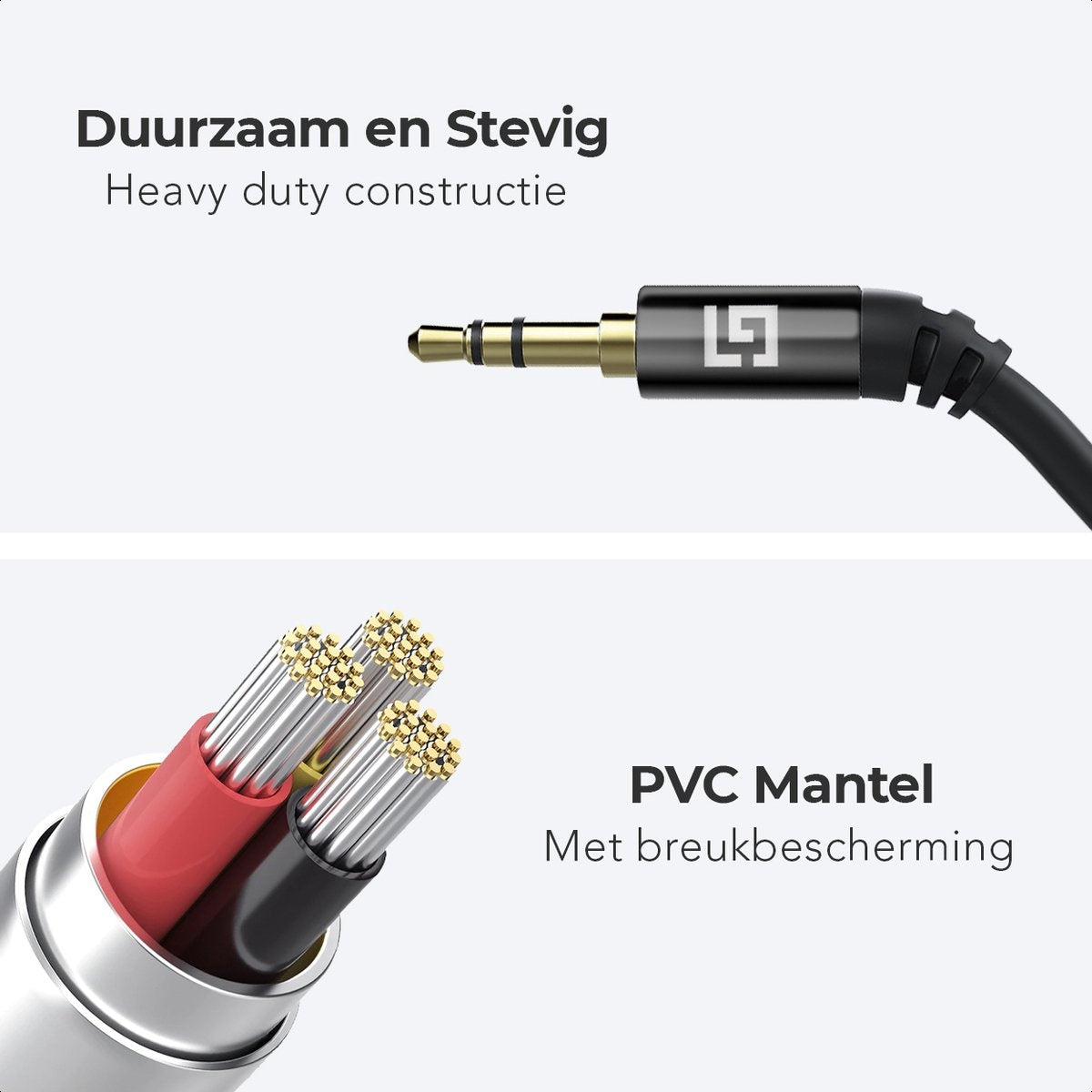 LifeGoods AUX-Kabel - Audiokabel 0,5 m - 3,5 mm - Stecker zu Stecker - Schwarz