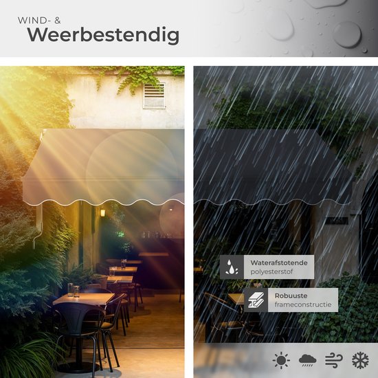tectake® Sonnenschirm mit Gelenkarm - 300 x 250 cm - Markise - Sonnenschutz für Fenster, Balkon, Außenbereich - Wandmontage - Wasser- und UV-beständig - Dunkelgrau