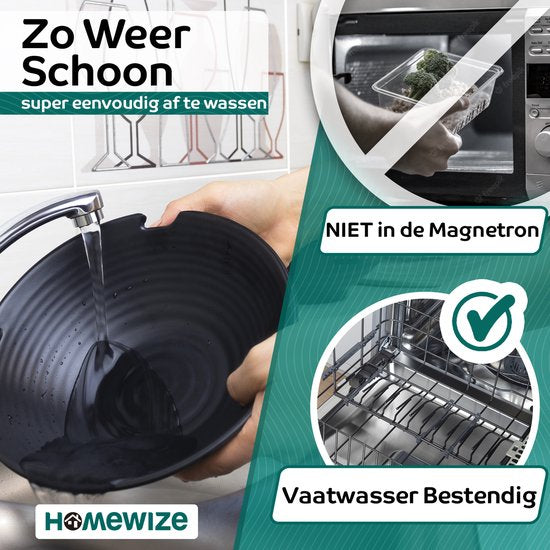 Homewize - Ramen Bowl 3x - Set 14-teilig - Nudelschüssel-Set mit Suppenlöffel & Essstäbchen - stark & spülmaschinenfest - schwarz