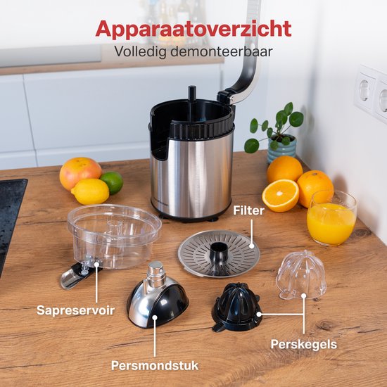 AoraKitchen Zitruspresse - Orangenpresse elektrisch - 600ML - Zitronenpresse - 160W - Saftpresse - 2 Presskegel