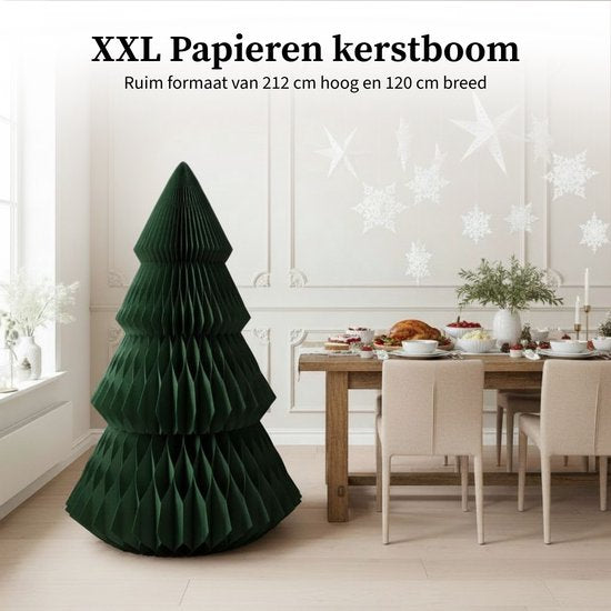 Mica Decorations Papier-Weihnachtsbaum – Zusammenklappbarer künstlicher Weihnachtsbaum – H 212 x Ø 120 cm – Weihnachtsdekoration – FSC Mix – Grün