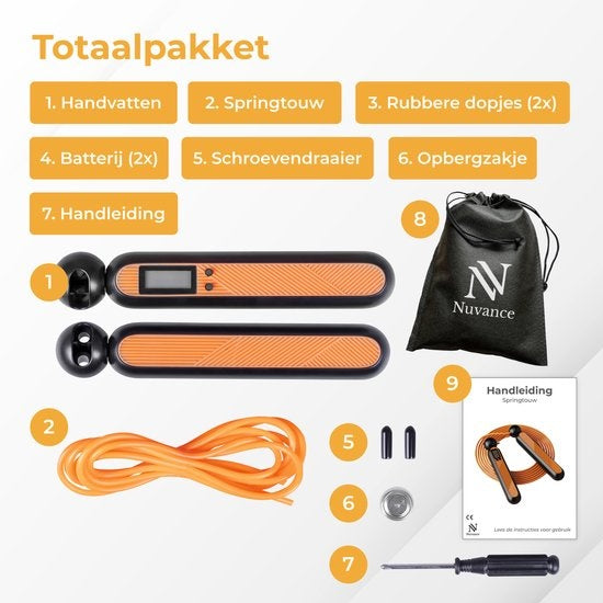 Nuvance - Professionelles Sportsprungseil mit digitalem Zähler - für Erwachsene und Kinder - einstellbar - Springseil - Speedrope