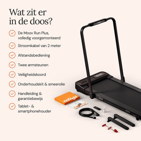 Moov Run Plus Klappbares Laufband – Walking Pad – Steigungsfunktion 15 % – Zusammenklappbares Laufband – Laufband 1–14 km/h – inkl. Zubehör