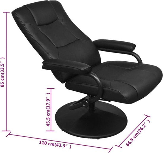 vidaXL – TV-Sessel – mit – Fußhocker – Kunstleder – schwarz