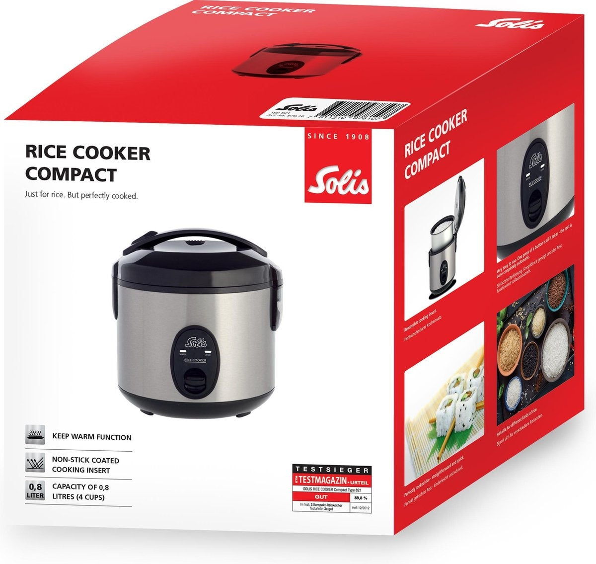 Solis Compact Reiskocher 821 Reiskocher - Reiskocher - 4 Portionen - Silber