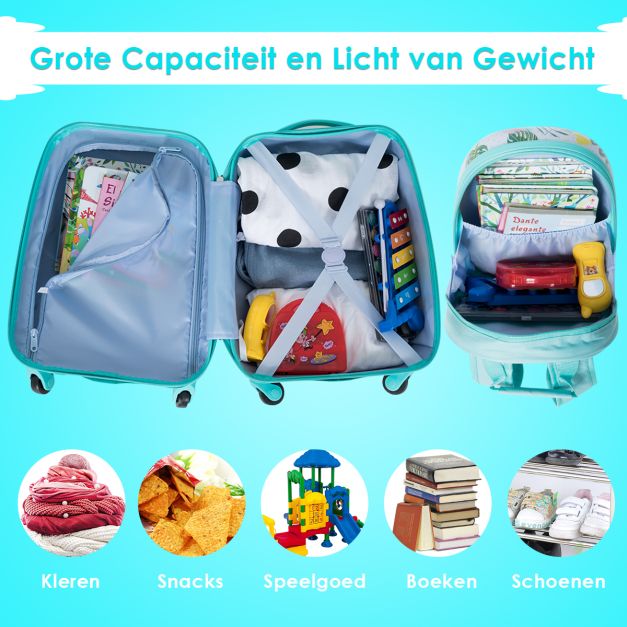 2 Stück Kindergepäck Handtasche Set mit Rucksack und Koffer - 30 X 22 X 44.5-74 CM