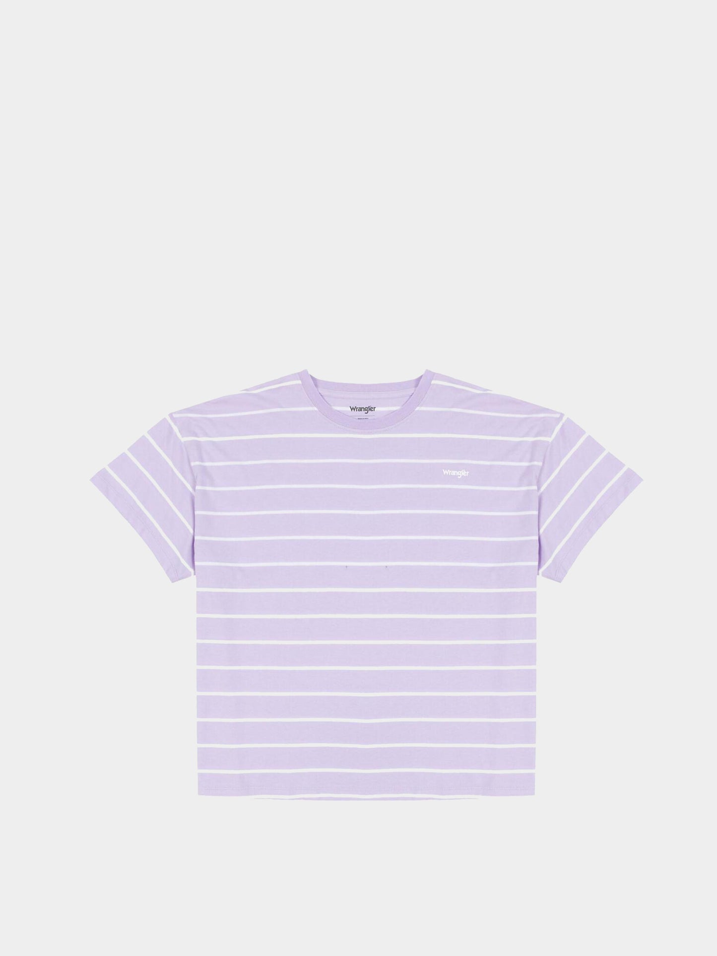 Wrangler Women's T-Shirt - Gestreift, Baumwolle, Größe L, Lavendel/Weiß - Oversized Fit, Länge 62 cm, Oberweite 55 cm
